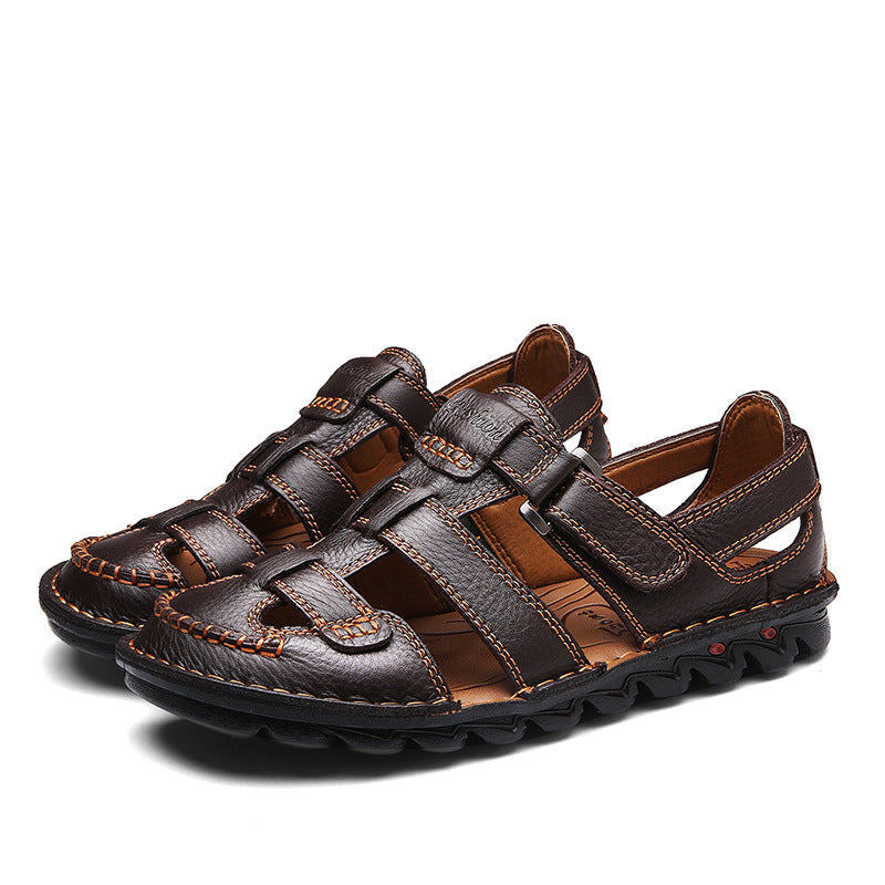 Solorfit Men Cut Out Leather Sandals