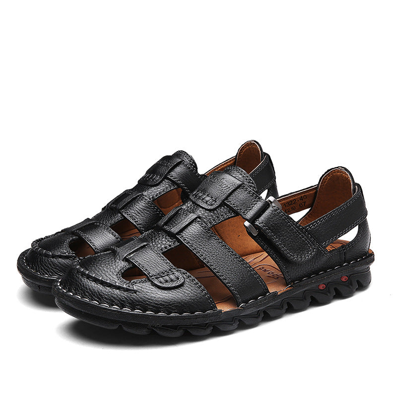 Solorfit Men Cut Out Leather Sandals